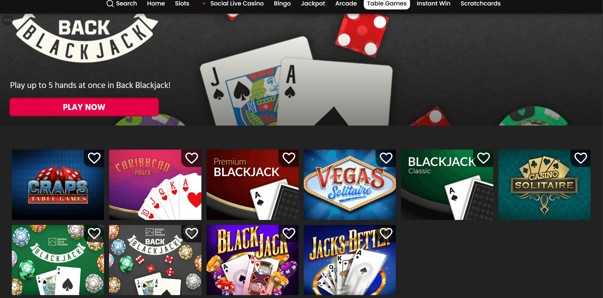 Chumba Casino blackjack table game interface — table games funded by Chumba daily collection